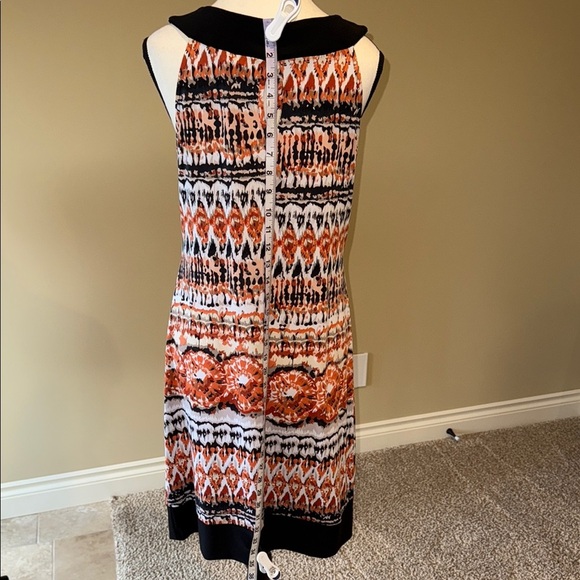 Clientele Dress Orange and Black Sleeveless Sheath Midi Summer - Picture 3 of 8